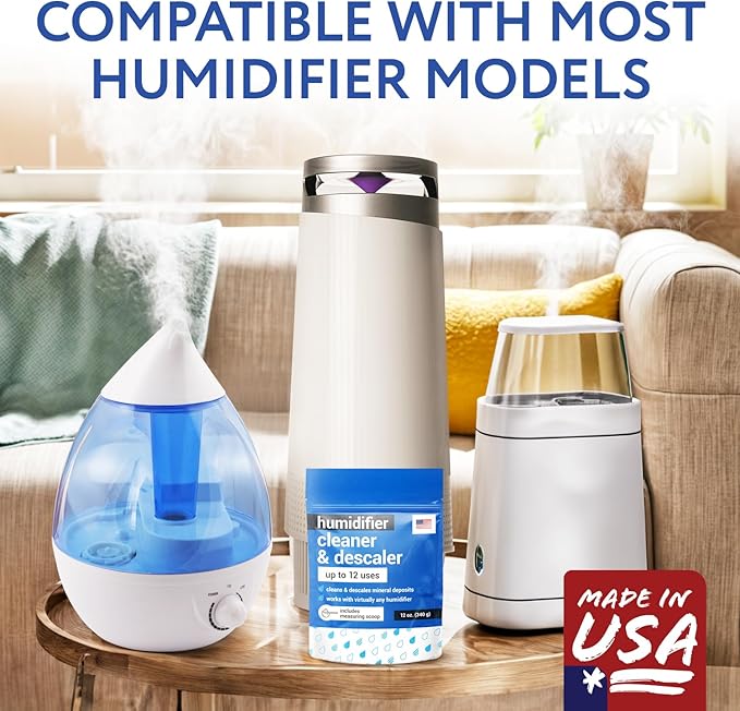 IMPRESA Humidifier Cleaner & Descaler Powder - 12 Oz, 12 Uses - Citric Acid Powder & Bacteriostatic Water Mineral Remover - Cleaning Solution for Humidifiers