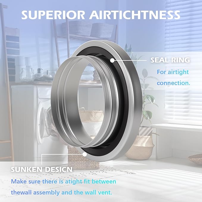 Magnetic Dryer Vent Connector Kit DV180 Airtight Seal Dryer Vent Coupling Easy to Clean Quick Connect and Disconnection Including a 2.6ft 4" Duct Hose and two Clamps