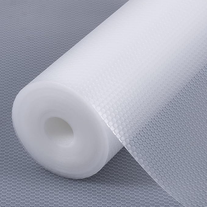 Shelf Liners for Kitchen Cabinets Refrigerator Liners Waterproof Kitchen Cupboard Liner Non-Slip Drawer Mats EVA Material Non Adhesive Fridge Mats for Shelves - Clear 17.5 x 393.7 Inches