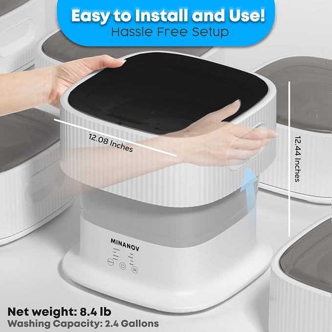 Mini Portable Washing Machine - Collapsible/Foldable Washing Machine with 3 Modes Cleaning for Baby clothes, Socks, Underwear - Portable Mini Washer for Dorm, Camping, RV, Travel