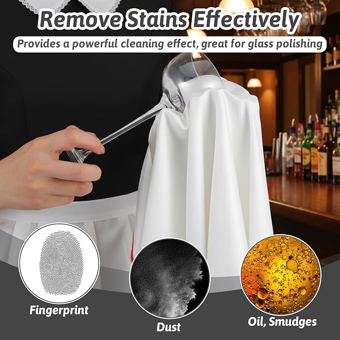 Lemecima 6 Pcs Wine Glass Polishing Cloths Large Microfiber Cleaning Cloths 23.6 x 19.7 Inch Lintless Towels for Drying Wine Glasses Cleaning Window Stemware Dishes Glassware (White, Black, Gray)