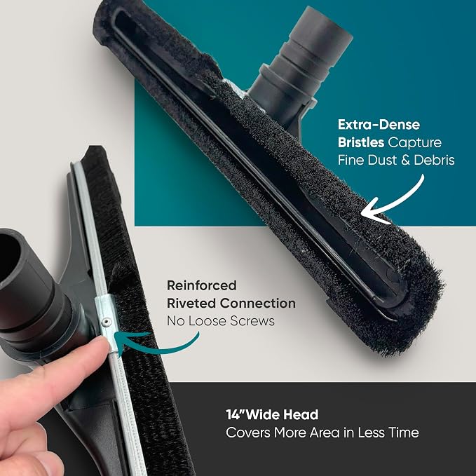 Replacement Floor Tool Compatible with ProTeam Vacuum Backpack and Hoover Vacuum – 14" Hard Surface Brush for Commercial Cleaner – Fits Super Coach Pro, C2401, Shoulder Vac Pro