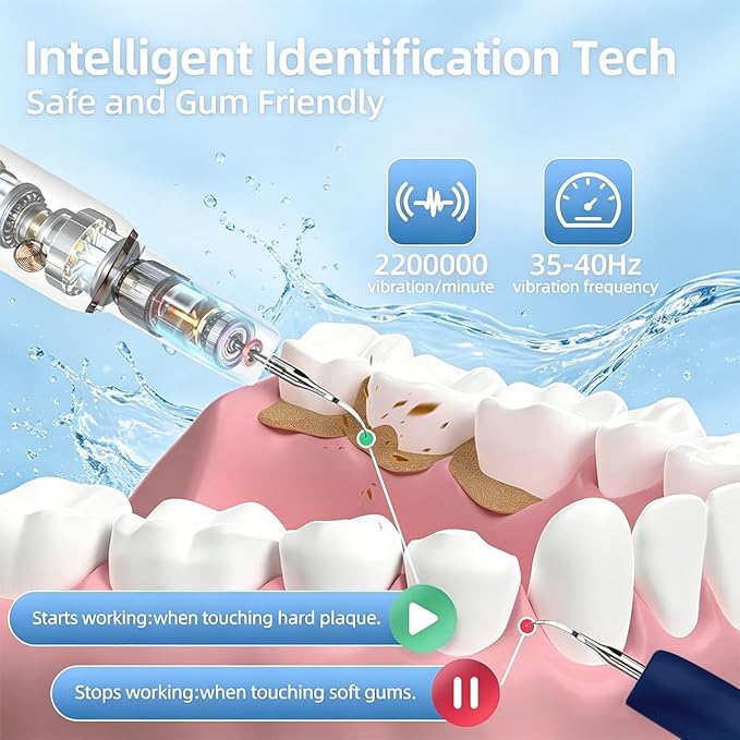 T9 Ultimate Electric Teeth Cleaner - Ultrasonic Tooth Cleaning, Violet Light Protection, 316F Stainless Steel Heads, 5-Speed Modes, IPX6 Waterproof, Oral Care Kit with 7 Accessories‌ (Blue)