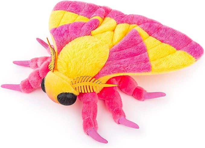Large Rosy Maple Moth Plush Toy - Lifelike Rosy Maple Moth Stuffed Animals 16in, Realistic Soft Big Wings Moth Toys, Simulation Butterfly Plushie Model Toy, Unique Plush Collection for Kids