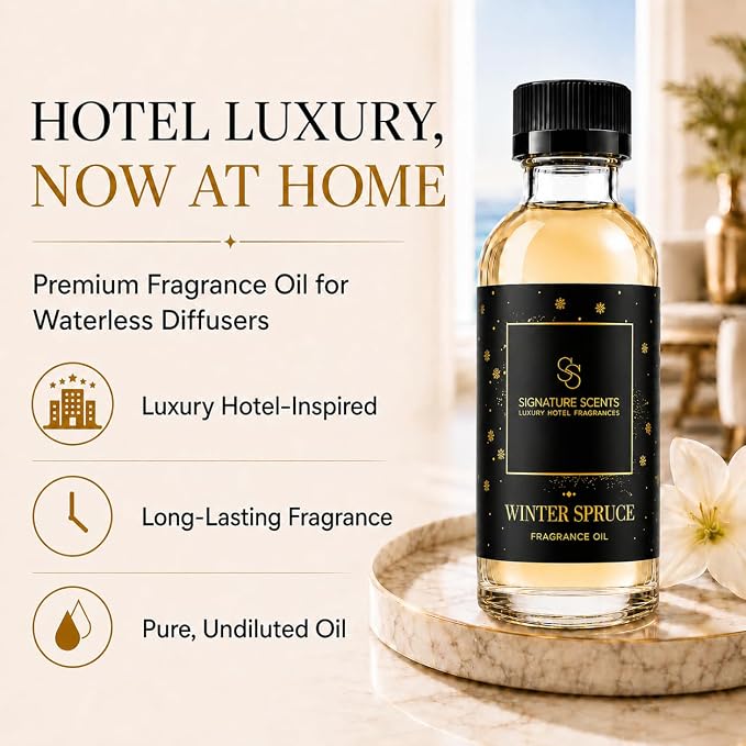 Luxury Hotel Diffuser Oil for Hotels and Homes - Aromatherapy Oils for use with an Essential Oil Diffuser at Home - Fragrance-Scent Diffuser Oil Blend (Winter Spruce) 4.05fl oz (120ml)