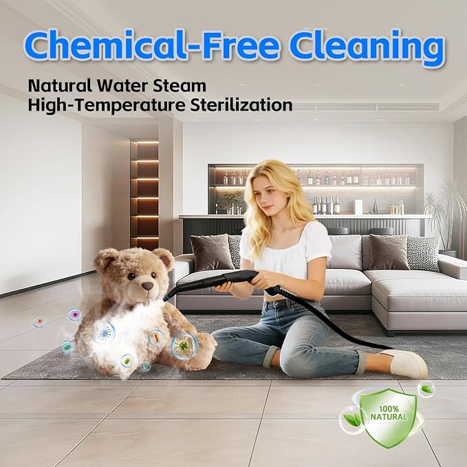 Steam Cleaner for Home(True High Temperature257℉),3-Levels Adjustable Handle Steamer for Cleaning,1.9 Quart Steam Cleaner for Car,2500W Handheld Steam Cleaner,Clean Grease,Dirt,Tile Furniture