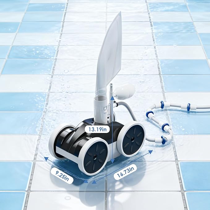 Upgrade Pool Pressure Side Sweeper: Professional Solution for Cleaning Your Swimming Pool (Four Wheels Better Than Three)