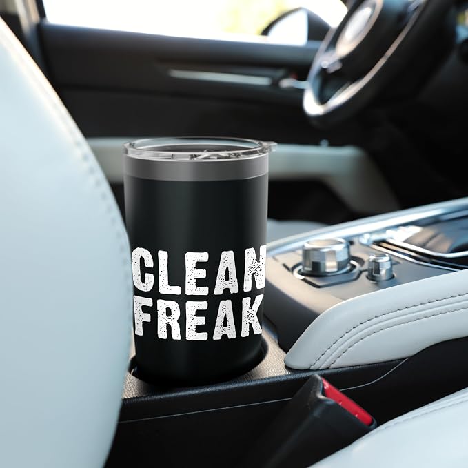 Clean Freak Cleaning Janitor Custodian Stainless Steel Insulated Tumbler