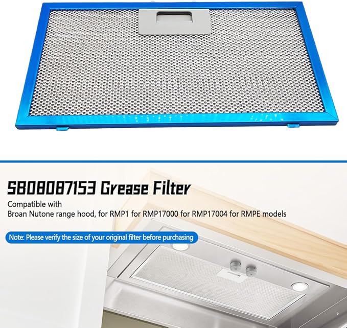 NAJING SB08087153 Grease Filter Compatible with Broan Nutone Range Hood RMPE RMP1 RMP17000 RMP17004, Replace B08087153 1568310, Aluminum Mesh Vent Filter, Washable Replacement