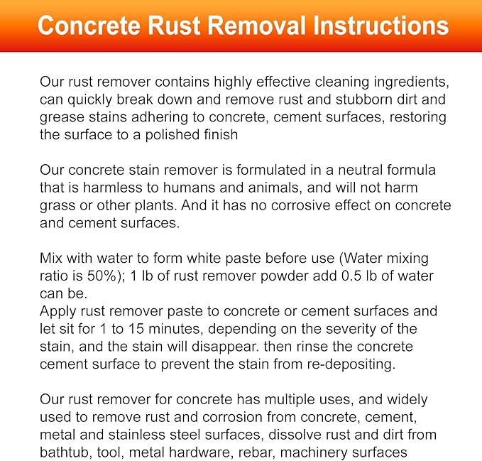 GOODTAKE Concrete Stain Remover, Oil Stain Remover Concrete's, Rust Remover Powder, 10 Pounds Concrete Cleaner Outdoor & Indoor Outdoor Surfaces | Quickly Removes Rust Stains (10 lb)