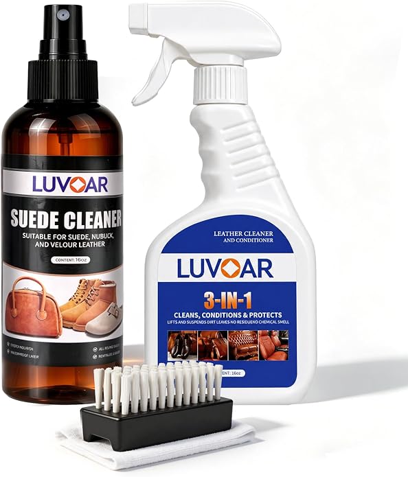 Suede Conditioner and 3-in-1 Leather Cleaner and Conditioner,for Car Interiors, Apparel, Furniture, Boots