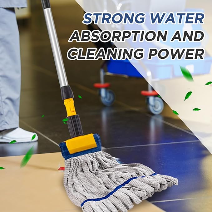 Hushee 6 Pack Large Microfiber Tube Mop Heads 18 oz Heavy Duty Commercial Industrial Wet Mop Head Refill Reusable Machine Washable Looped End Mopheads for Hardwood, Tile, Laminate Floors (Grey)