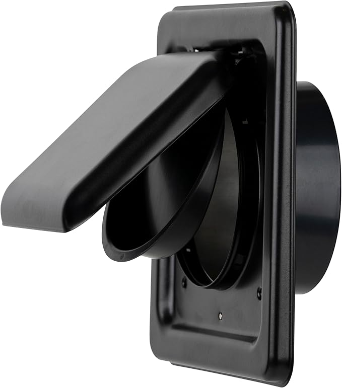 NO-PEST VENT MetalGuard, Dual Door Dryer Vent Cover Outdoor 4 Inch, Powder-Coated Heavy Duty Steel, Pest Proof, Rust Resistant, Safe & Efficient Vent Cap (Onyx, 4" Steel With Collar)