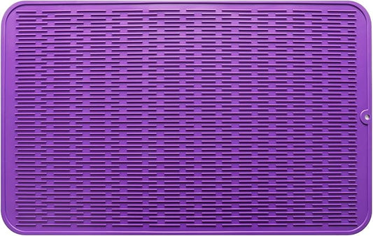 MicoYang Silicone Dish Drying Mat for Multiple Usage,Easy clean,Eco-friendly,Heat-resistant Silicone Mat for Kitchen Counter or Sink,Refrigerator or Drawer Liner Purple 3XL 28 inches x 18 inches