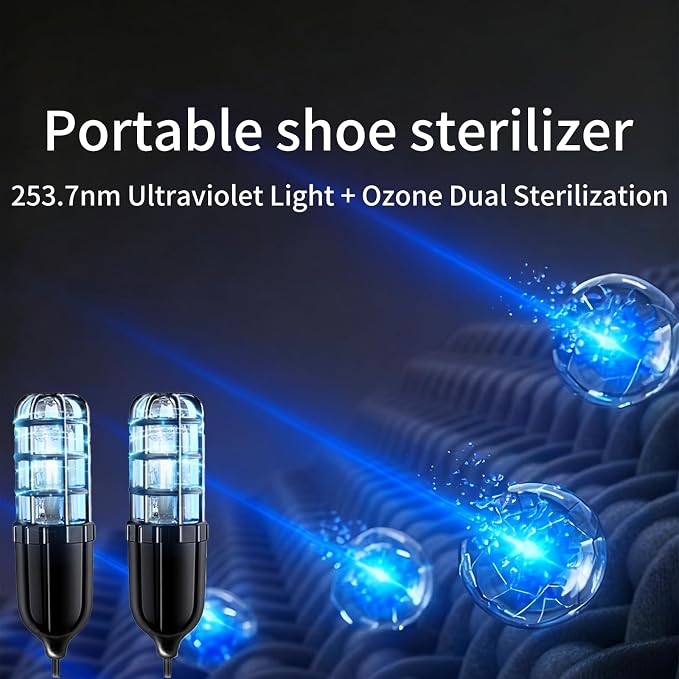UV Light, UV Shoe Sanitizer, Ultraviolet Shoe Deodorizer, 360°Ultraviolet Bulb Design, Smart Timing Ultraviolet Light Sterilizer for Boots, Sneakers and Dress Shoes(Black)