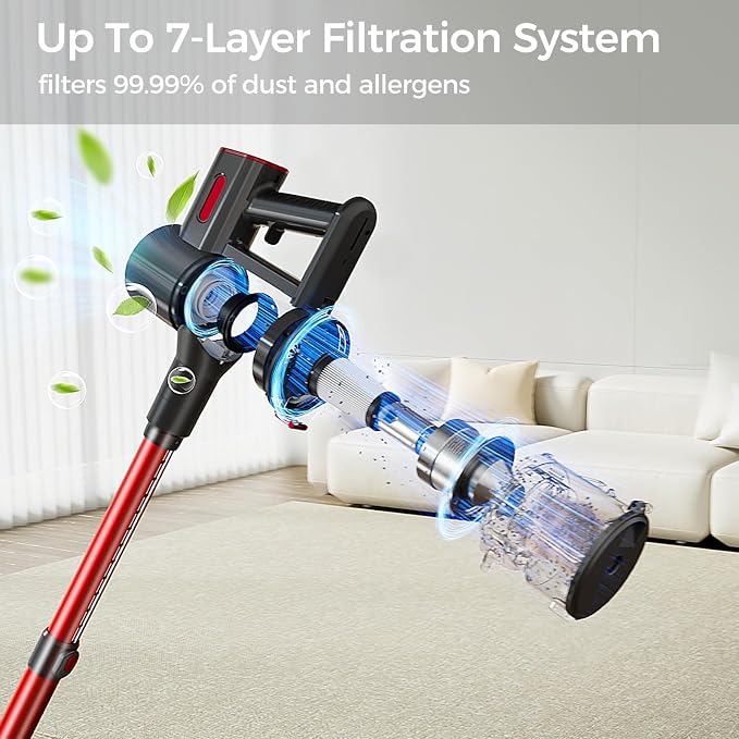 uwant Cordless Vacuum Cleaner 35Kpa Powerful Suction Wide Green Headlight Vacuum Cleaner for Home Pet Hair Anti-Tangle HEPA Lightweight Handheld Vacuum for Set of 1 Carpet Hard Floors
