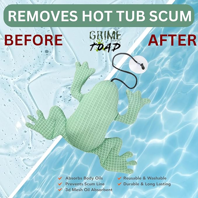 Grime Toad 2 Pack Hot Tub Scum Absorber Reusable Hot Tub Oil Scum Absorber, Hot Tub Accessories, Scum Absorber for spa hot tub Scum Balls for Hot Tub