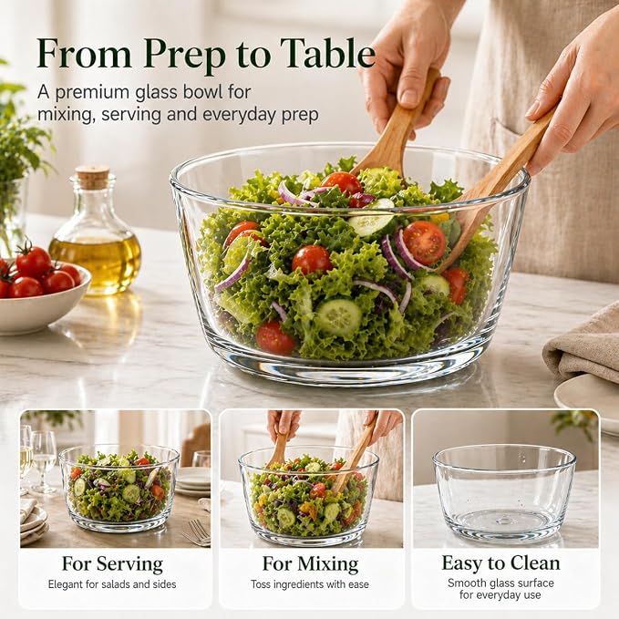 Glass Salad Spinner 3.2 Qt, Small Salad Spinner with Glass Bowl Removable Lid for Easy Cleaning Dishwasher Safe Glass Bowl Vegetable and Fruit Washer Dryer with Drain Spout Crank Handle Pink