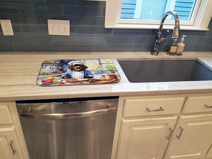 Caroline's Treasures DAC6289DDM Newfoundland The Chef Dish Drying Mat Absorbent Dish Drying Mat Pad for Kitchen Counter Dish Drainer Mat for Countertop, 14 x 21", Multicolor