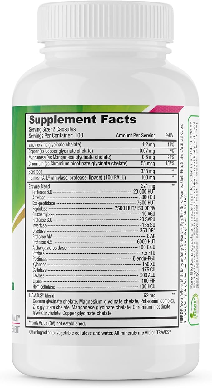 Active DigestZyme - Complete Digestive Enzyme Supplement | Bloating & Gas Relief, Gut & Pancreas Support | Helps Digest Gluten, Dairy & Proteins | Vegan, Non-GMO | 200 Capsules