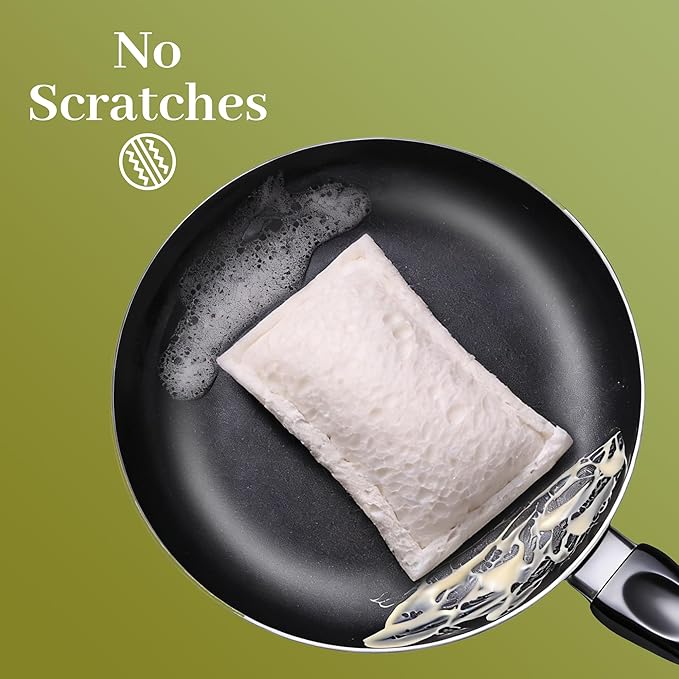 JOYMOOP Compressed Cellulose & Loofah Scrubbers, Non-Scratch Scrub Sponge, Kitchen Sponges for Dishes, 24-Pack, Dual-Sided Dish Sponge for Nonstick Cookware & All Surfaces