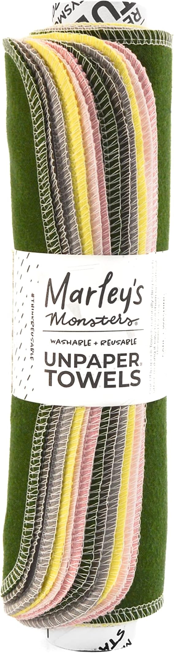 Marley's Monsters UNpaper Towels - 12 Count roll, Reusable Paperless Towels, Cotton, Tree Free (Sprout)