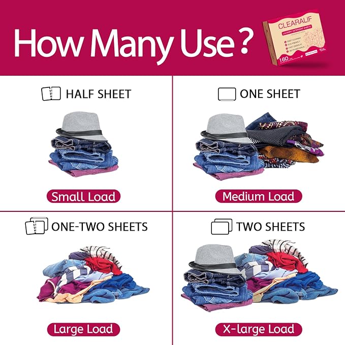 CLEARALIF Laundry Detergent Sheets 80 Sheets (Up to 160 Loads), Morning Bloom - Great For Apartments, Dorms,Eco Friendly