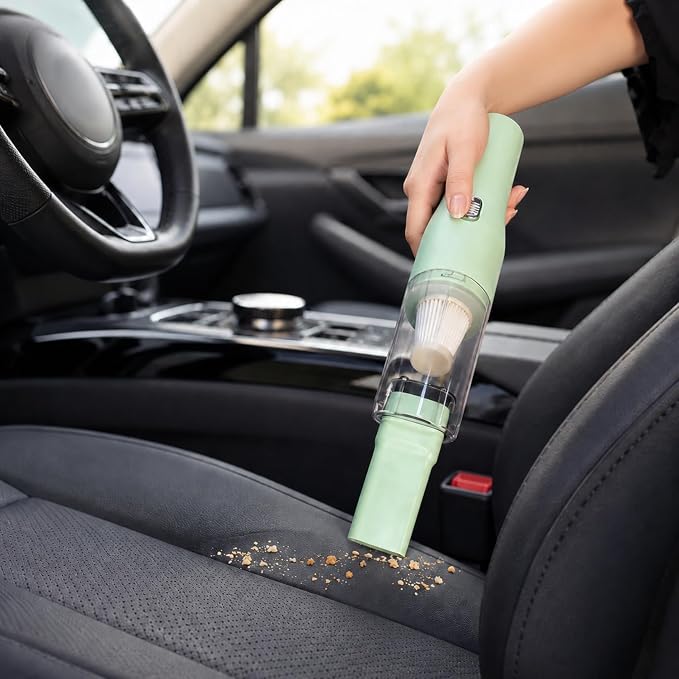 catsMeow Mini Plus Handheld Vacuum Cordless, Rechargeable Small Vacuum for Car, Desk, Keyboard, Drawer, Sofa, Crumbs and Pet Hair, Lightweight Portable Cleaner, Sage Green