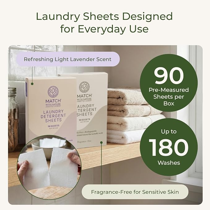 Laundry Detergent Sheets – 90 Pre-Measured Loads, Dissolves Completely – Plastic-Free, Biodegradable & Skin-Friendly Formula – Machine-Ready & Travel Friendly – Lavender