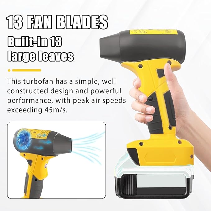 130000RPM Compressed Air Duster Cordless with 4 Gear Speed Mini Jet Fan Blower for Leaf Blower PC Keyboard(for Dewalt 20V Battery)
