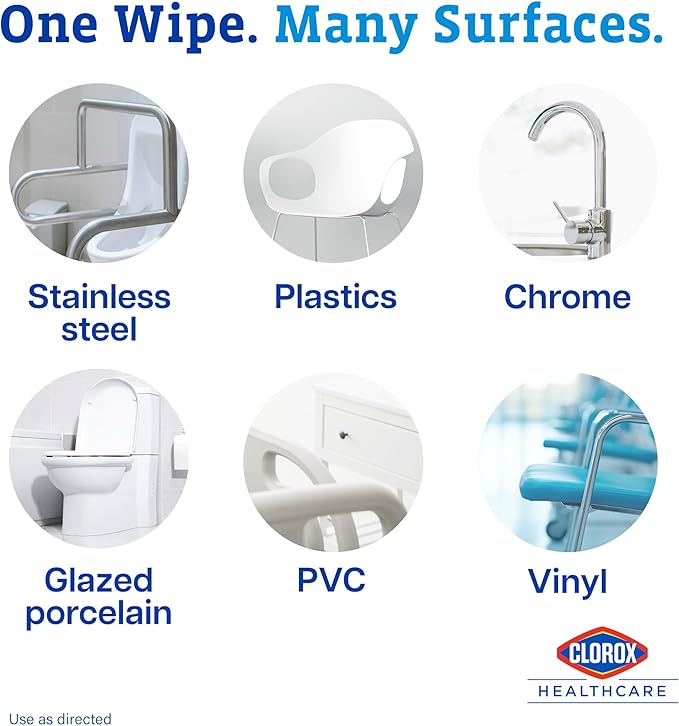 Clorox Healthcare VersaSure Cleaner Disinfectant Wipes, 12" x 12", 110 Count Bucket (Package May Vary)