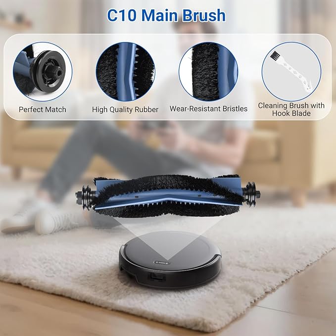Replacement Kit for Eufy C10 Robot Vacuum – Includes: 2 Main Brushes, 4 Filters, 6 Side Brushes, 6 Dust Bags, 6 Scented Tablets, 1 Cleaning Brush & 1 Screwdriver