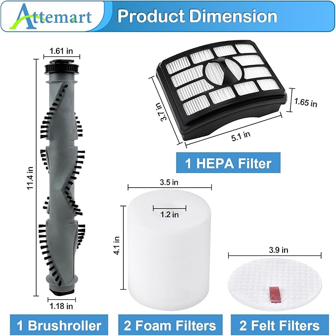 NV500 Brush Roller Belts Filter Replacement Kit for Shark Rotator Professional Lift-Away Upright Vacuum NV550 NV501 NV502 NV505 NV520 UV560 Replacement Part, Brushroller Foam Felt Filters Set