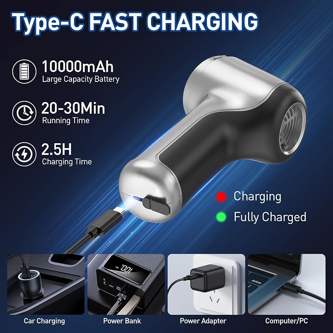 Handheld Car Vacuum Cleaner Cordless, 20000PA Powerful Mini Vacuum & Air Duster with Brushless Motor, 3 in 1 Portable Hand Held Vacuums Cleaner for Car Home Office