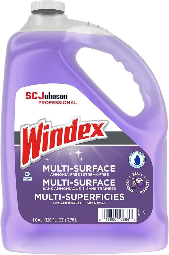 SC Johnson Professional, Windex Ammonia-Free Glass, Window & Surface Cleaner Refill, 1 gallon/128 Oz (Pack Of 4)