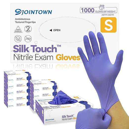 Jointown Nitrile Exam Gloves, Medical Ice Blue Gloves Disposable Latex Free Powder-Free For Exam, Food Prep Cleaning, Case of 1000, S