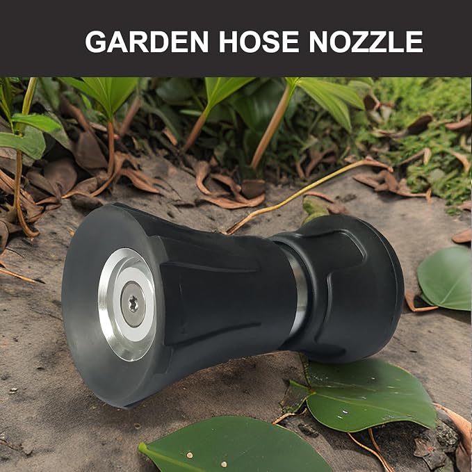 Heavy Duty Fireman Style Hose Nozzle - Fits All Standard Garden Hoses - High Pressure Sprayer Nozzle to Wash Your Car or Water Your Garden – Leak Proof (Black)