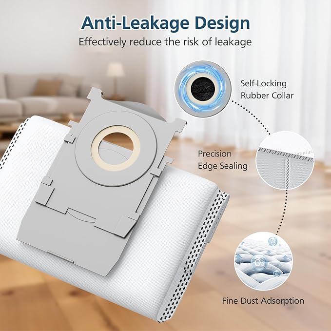 16 Dust Bags for ECOVACS DEEBOT X9 PRO OMNI, X8 PRO OMNI, T80 OMNI, T50 MAX PRO, T50 PRO, T50 OMNI, T30C OMNI, and for Yeedi M14 S14 S16 Plus Robot Vacuum, 3L Activated Carbon Bags Replacement