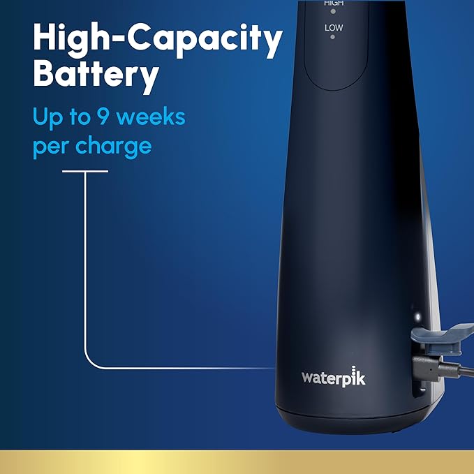 Waterpik Cordless Gem Water Flosser 5100 for Travel and Home, Rechargeable, Portable, Waterproof for Shower, Daily Gum Care, Cleaning Teeth, Braces, Implants, 3 Flossing Tips, ADA Accepted Blue WF-27