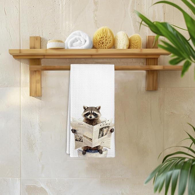 Funny Raccoon Gifts Hand Towels for Bathroom,Raccoon Lovers Owners Gifts,Racoons Kitchen Towels,Cute Animal Decorative Hand Tea Towel for Toilet Nursery Bathroom, 16x24 Inch