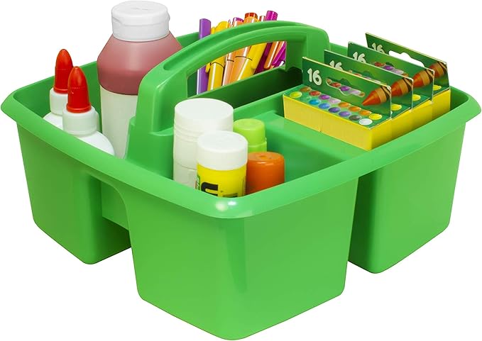 Storex Classroom Caddy, 9.25 x 9.25 x 5.25 Inches, Assorted Colors, Color Assortment Will Vary, Case of 6 (00940U06C), Small Caddy