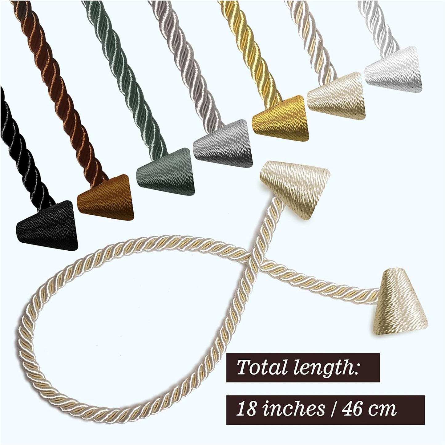 Hion Magnetic Curtain Tiebacks White 2pcs, Curtain Tiebacks Buckles Holdbacks Holders Hooks Clip for Home Bedroom Office Decorative Curtain