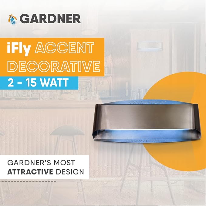 Gardner iFly Accent Decorative Wall Light, UV Fly Traps for Indoors, Bug Light Indoor, Commercial Fly Trap for Restaurants, Fly Traps for Indoors, Gnat Catchers Indoor, Bug Catcher, Non-Zapper - SS