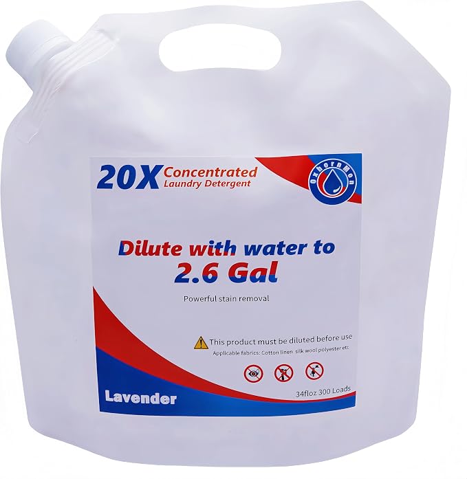20X Concentrated Laundry Detergent Refill | Makes 2.6 Gallons (300 Loads) – Powerful Stain Removal, HE Compatible, Great Value for Families