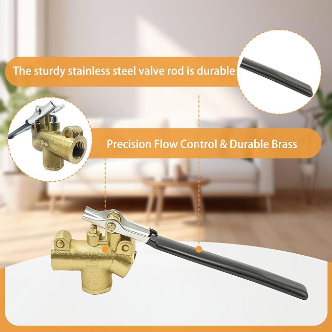 1/4" Carpet Cleaning Wand Angle Valve, Brass Angled Flow Control Valve for Carpet Extractor Upholstery Wand, Angle Valve Handle for Carpet Cleaner