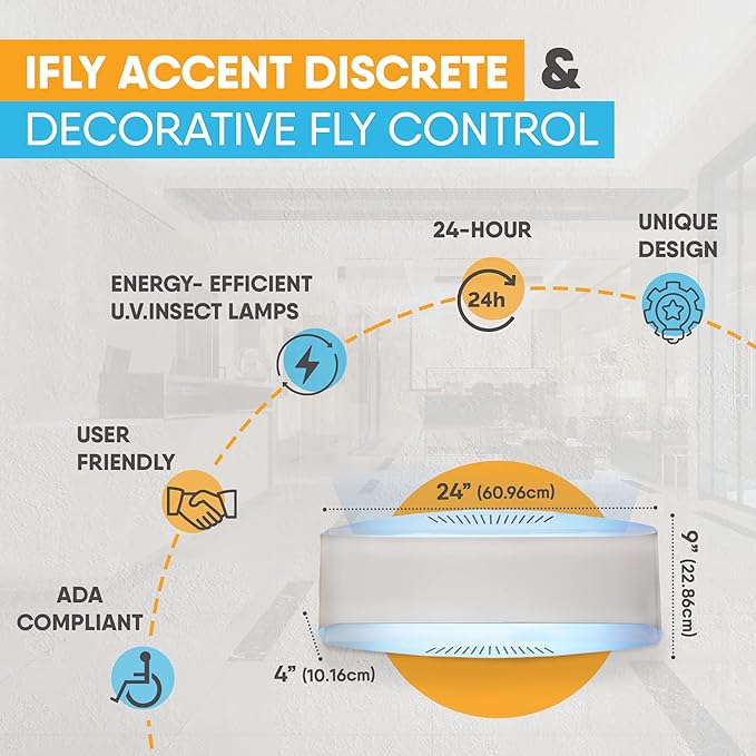 Gardner iFly Accent Decorative, Fly Traps Indoors for Home, Bug Light Indoor, House Fly Trap, Fly Traps for Indoors, Knit Catchers Indoor, Bug Catcher, Commercial Fly Trap for Restaurants, 30 W - (W)