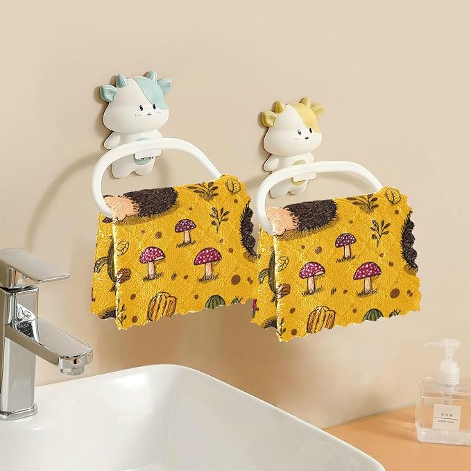 Hedgehogs Cactus Orange Kitchen Towels Dish Cloths Set of 6 Microfiber Cleaning Cloths for Cars Super Absorbent Machine