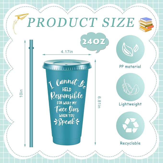 Uiifan 30 Pcs Funny Employee Gifts, Sarcastic Office Gifts for Coworkers Staff, 24oz Colorful Plastic Tumbler with Lids and Straws Bulk, Funny Tumblers for Women Man(Morandi Color)