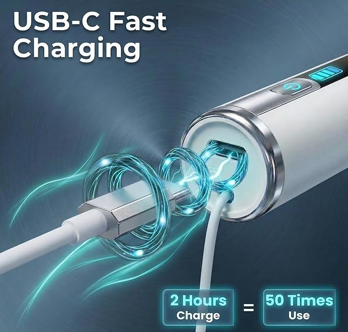 Plaque Remover for Teeth, ARISSON Ultrasonic Tartar Remover, Dental Cleaner with LED Light, 5 Modes Teeth Cleaning Tool, Rechargeable Dental Pick with 2 Replaceable Heads for Home & Travel