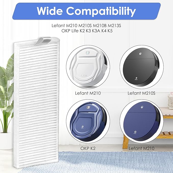 (6 Pieces) HEPA Filter Compatible with Lefant M210B M213S M210S M210 M213, OKP Life K2 K3 K3A K4 K5, Replacement Parts Vacuum filter (NOT FOR M210 PRO)